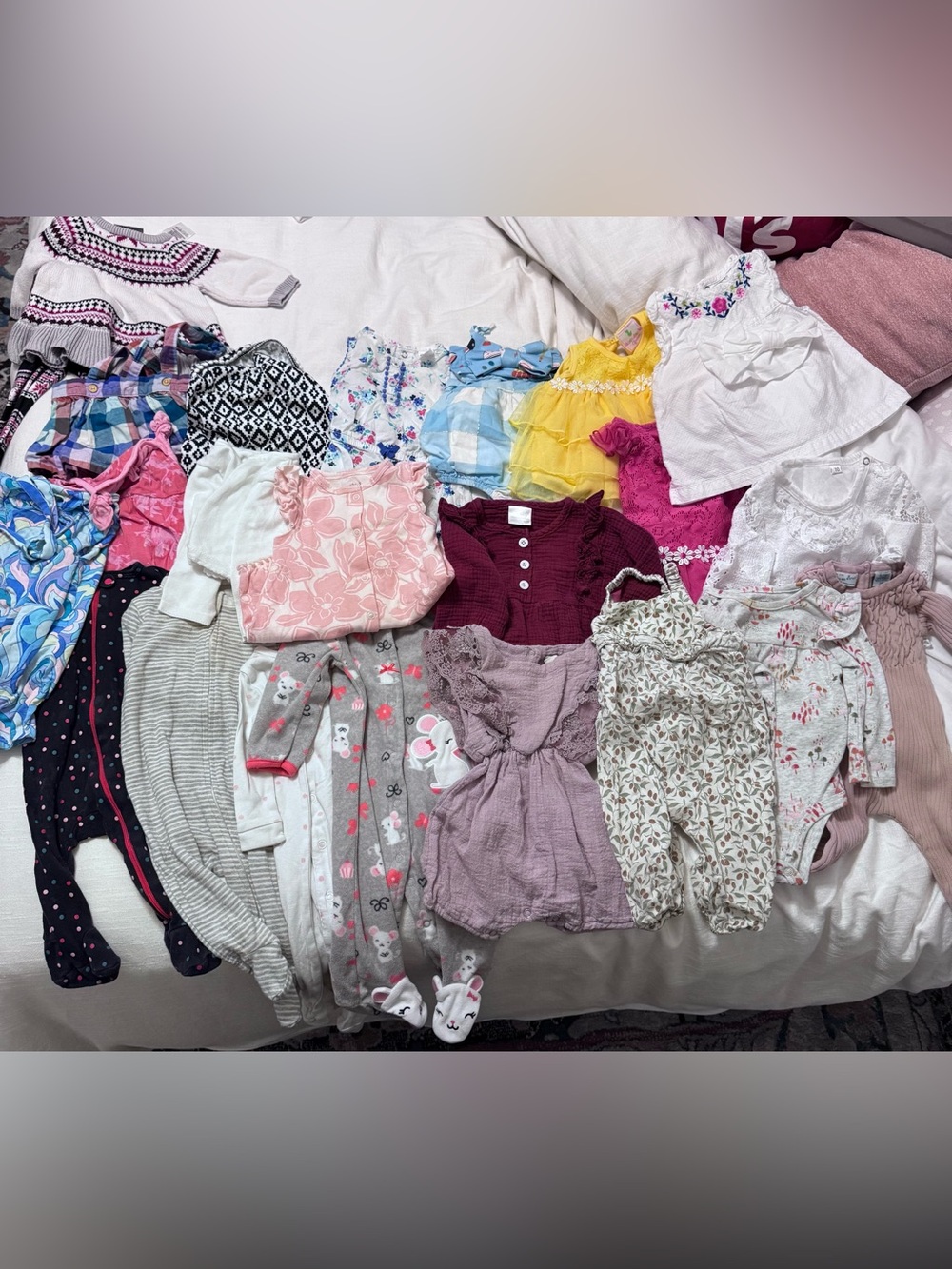 Assorted Baby Girls Clothing Bundle - Pink, Purple, Yellow, Blue